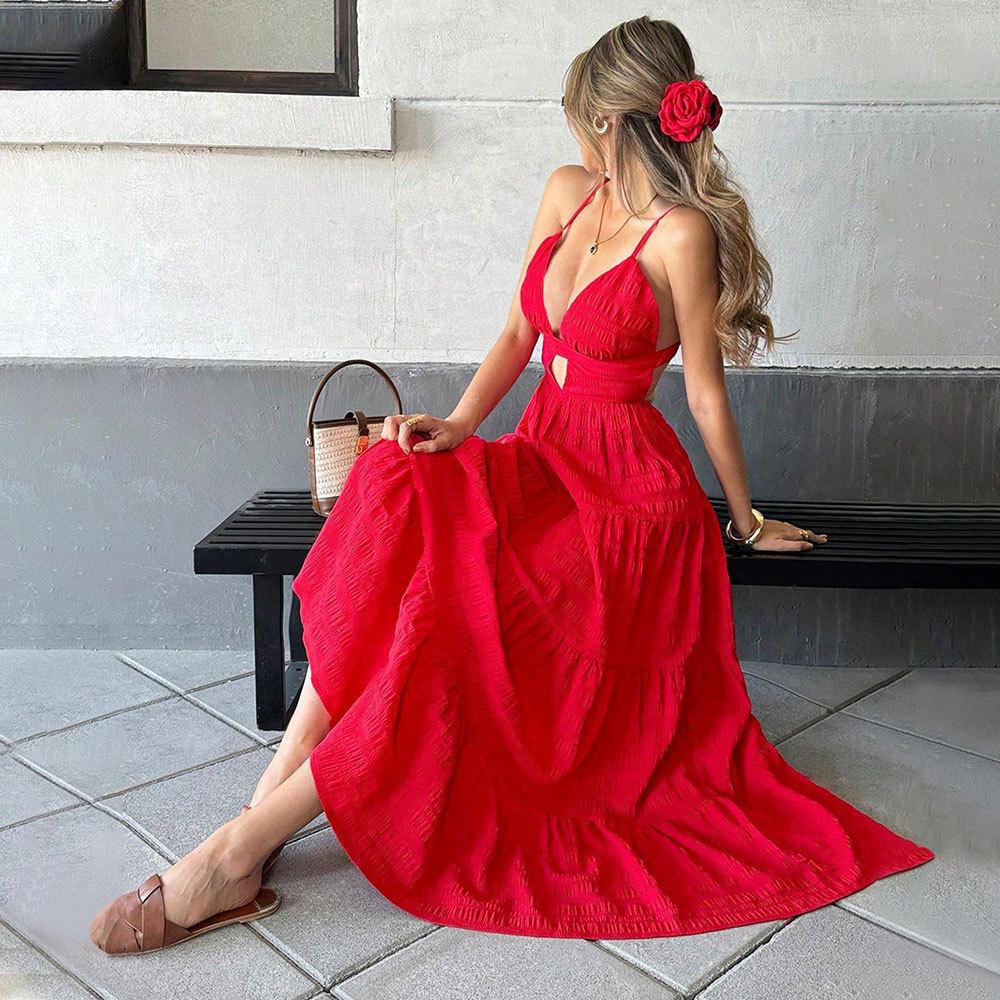 Women s Sexy Red Spaghetti Strap V-Neck Maxi Dress - European & American Spring/Summer Style M
Women s Sexy Red Spaghetti Strap V-Neck Maxi Dress - European & American Spring/Summer Style M