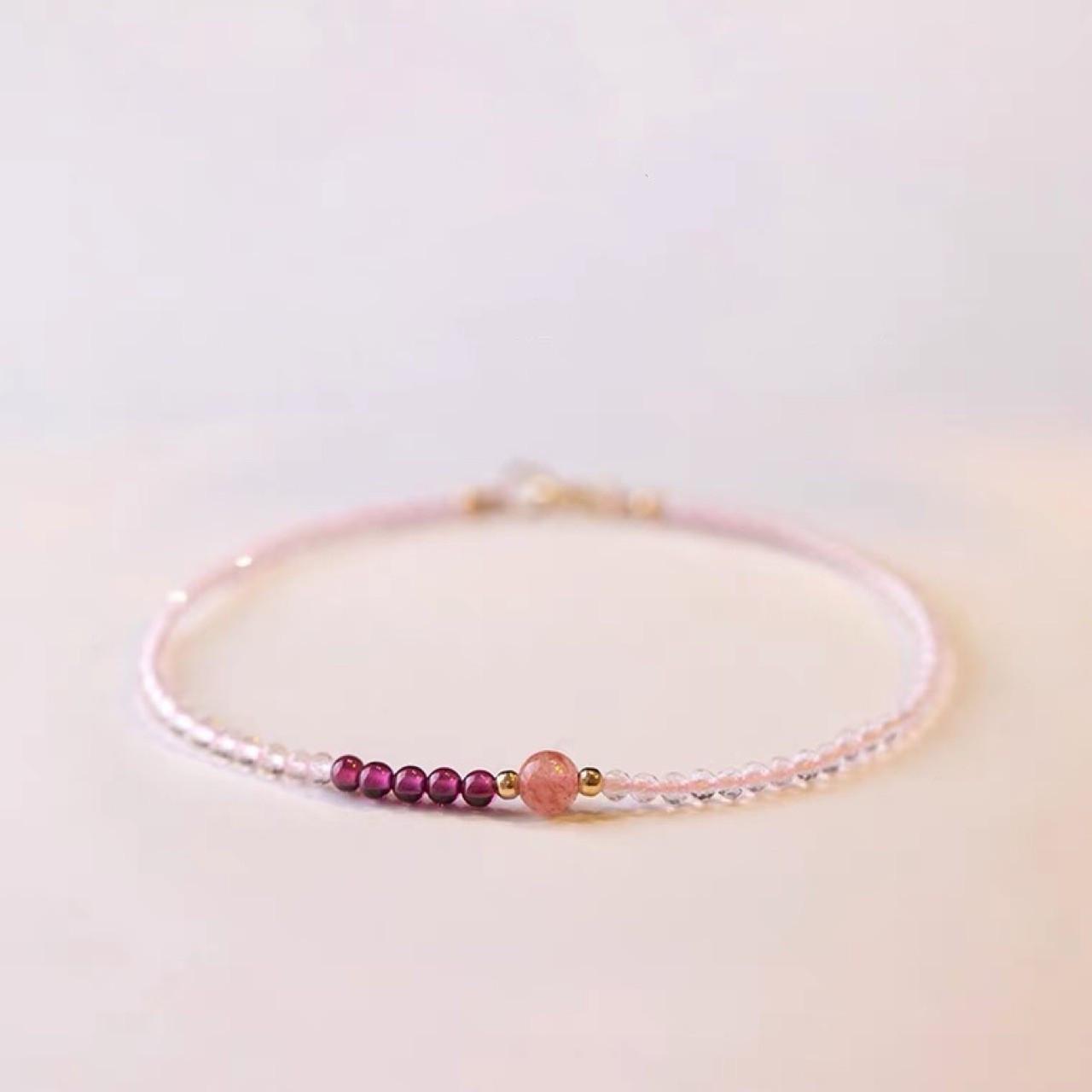 Strawberry & White Rose Quartz 14k Beaded Bracelet for Women, Extra-Fine 3mm, Handmade Summer Design
Strawberry & White Rose Quartz 14k Beaded Bracelet for Women, Extra-Fine 3mm, Handmade Summer Design