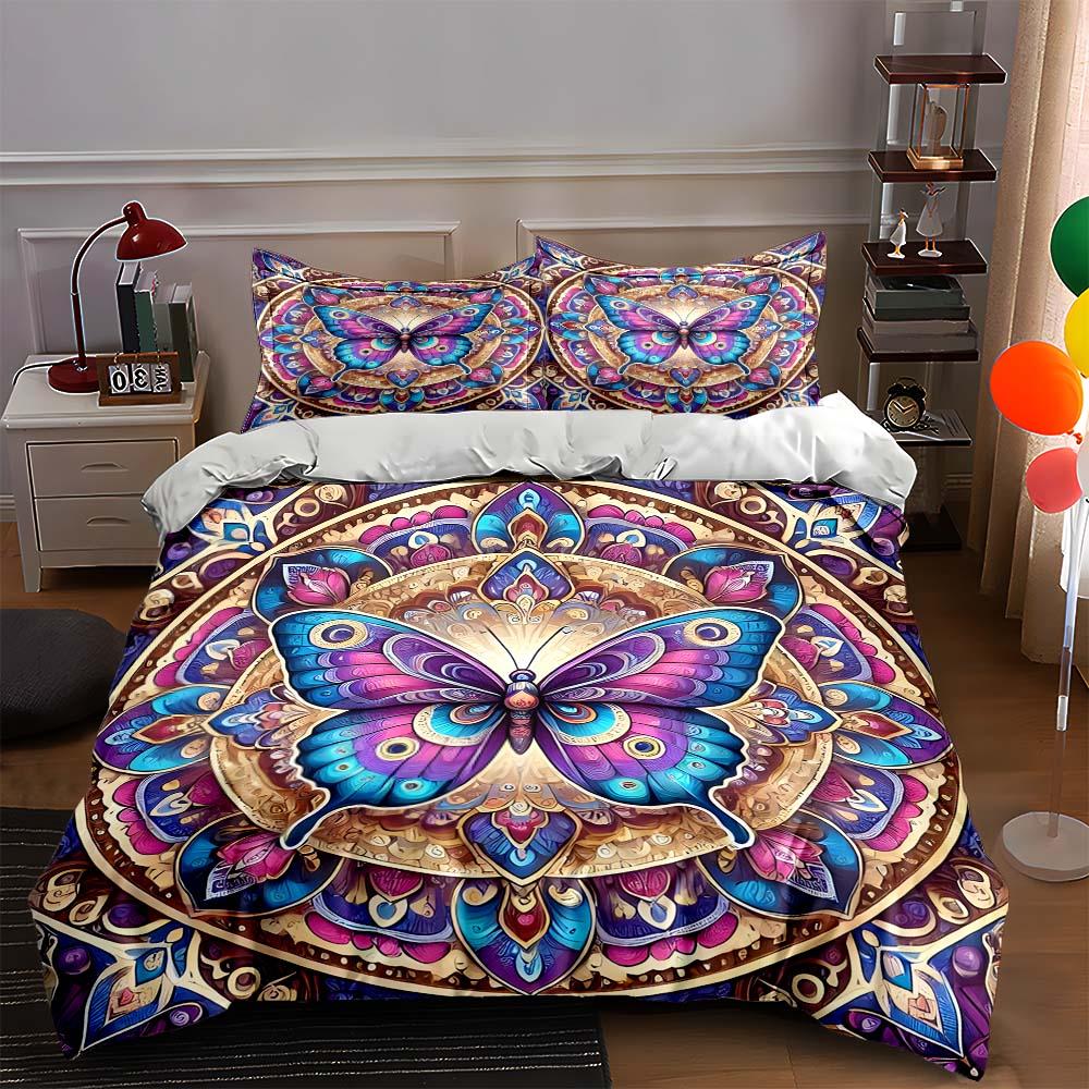Colorful butterfly mandala. Bedding Duvet cover sets Duvet covers Pillowcases gifts (1 * Duvet Cover 2 * Pillowcases, without duvet insert) 135x200cm
Colorful butterfly mandala. Bedding Duvet cover sets Duvet covers Pillowcases gifts (1 * Duvet Cover 2 * Pillowcases, without duvet insert) 135x200cm