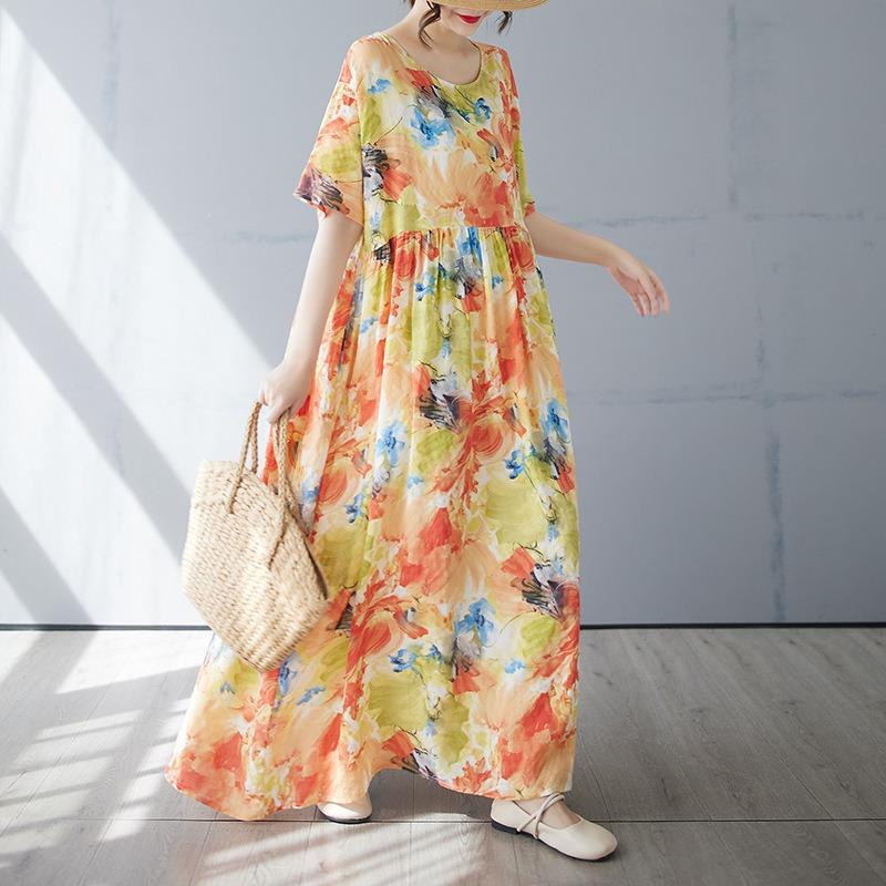 Summer New Simple Bohemian Long Dress Fattened and Enlarged Short-sleeved Crew Neck Printed Dress Women s Clothing One Size
Summer New Simple Bohemian Long Dress Fattened and Enlarged Short-sleeved Crew Neck Printed Dress Women s Clothing One Size