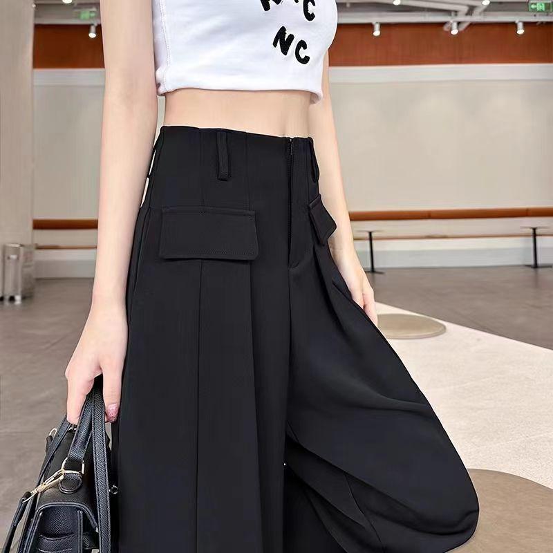 Women s High-Waisted Black Wide-Leg Trousers - Spring/Fall, Drapey Suit Pants, Floor-Length, Loose Casual Slimming Fit. XL for weight 115-125 jin
Women s High-Waisted Black Wide-Leg Trousers - Spring/Fall, Drapey Suit Pants, Floor-Length, Loose Casual Slimming Fit. XL for weight 115-125 jin