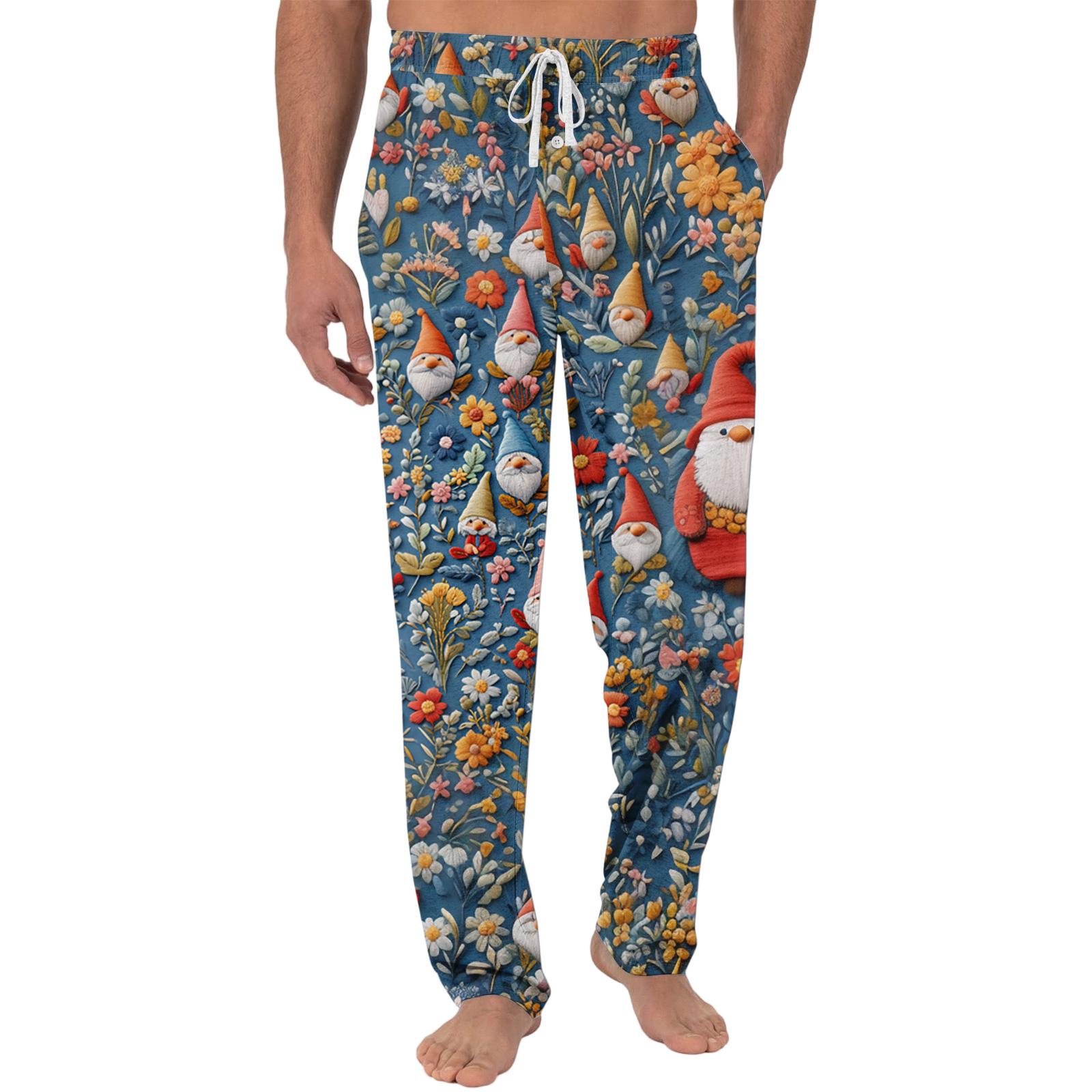 Мужские рождественские брюки с карманом и для сна | Мягкая хлопковая смесь, эластичная талия XXL синий