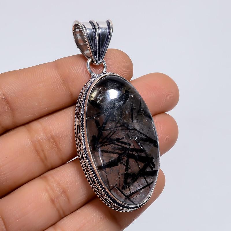 Gorgeous Top Grade Qualite 100% Natural Black Rutile Quartz Oval Shape Vintage Handmade Jewelry 925 Steling Silver Pendant 2.3 WSJ-4810 2.3 
Gorgeous Top Grade Qualite 100% Natural Black Rutile Quartz Oval Shape Vintage Handmade Jewelry 925 Steling Silver Pendant 2.3 WSJ-4810 2.3
