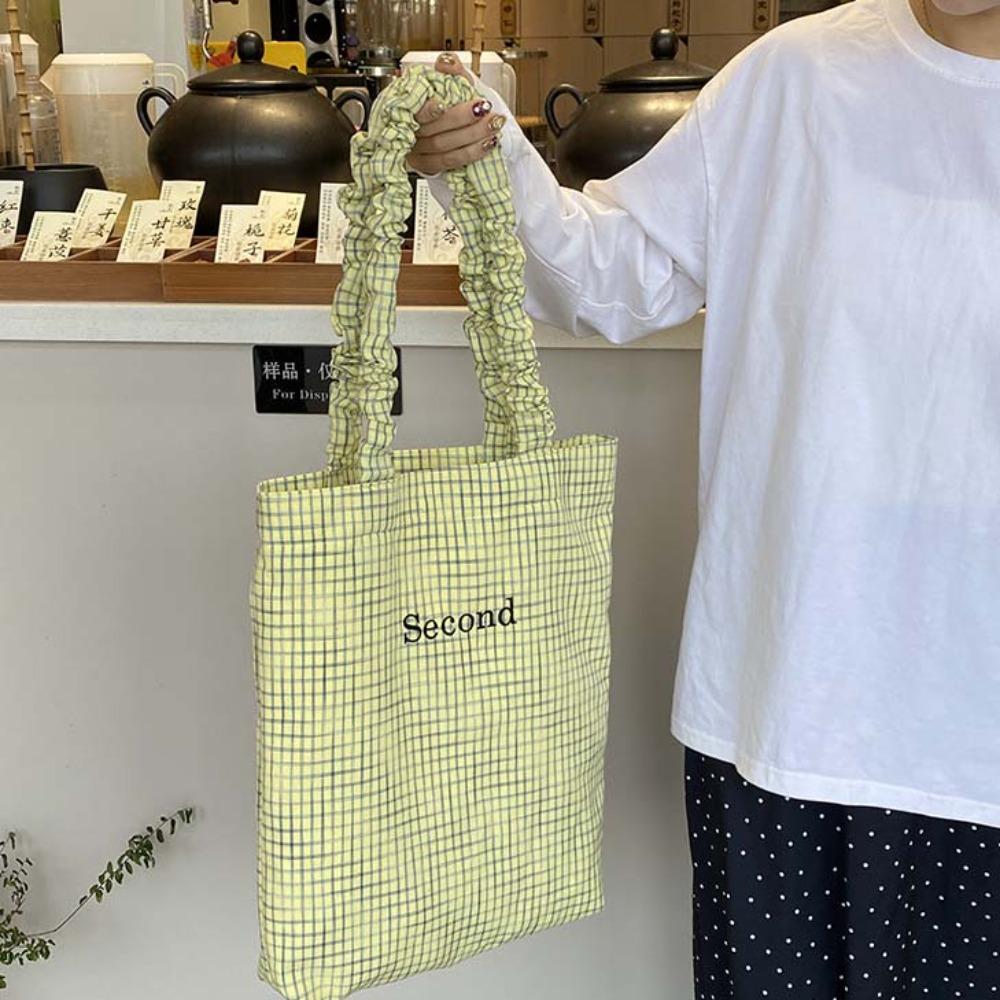 Large Capacity Checkered Canvas Handbag Pleated Strap Tote Cloth Bag Plaid Shoulder Bag Travel білий
Large Capacity Checkered Canvas Handbag Pleated Strap Tote Cloth Bag Plaid Shoulder Bag Travel білий