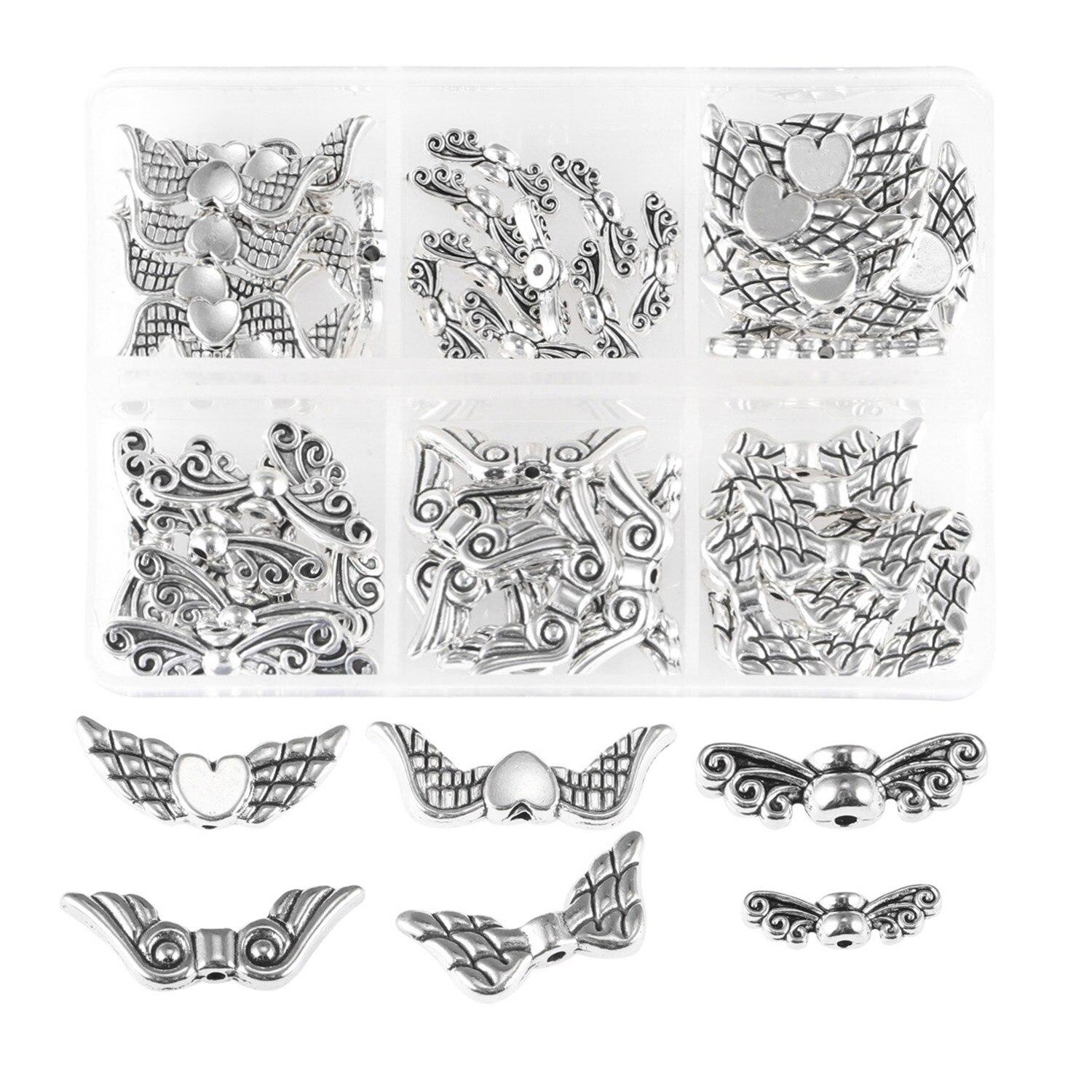 1 Box 6 Styles Wing Beads Angel Fairy Wings Charm Alloy Spacer Bead Antique Silver for Jewelry Making Xmas DIY Crafts
1 Box 6 Styles Wing Beads Angel Fairy Wings Charm Alloy Spacer Bead Antique Silver for Jewelry Making Xmas DIY Crafts