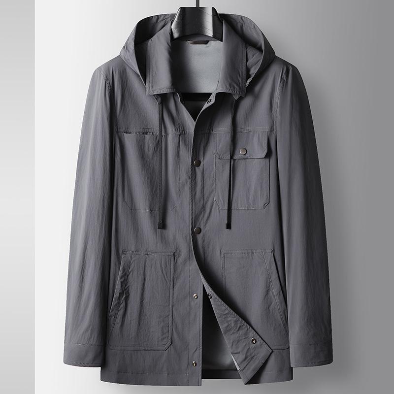 Весна и осень Съемная шляпа для людей среднего возраста и молодежи Однобортный легкий роскошный деловой повседневный пиджак с лацканами 170 серый