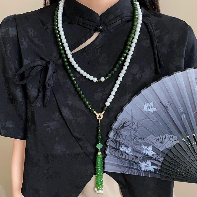 Zircon Glazed Bead Pearl Crystal Tassel Necklace Accessories High-end Fashion Clavicle Chain Necklace
Zircon Glazed Bead Pearl Crystal Tassel Necklace Accessories High-end Fashion Clavicle Chain Necklace