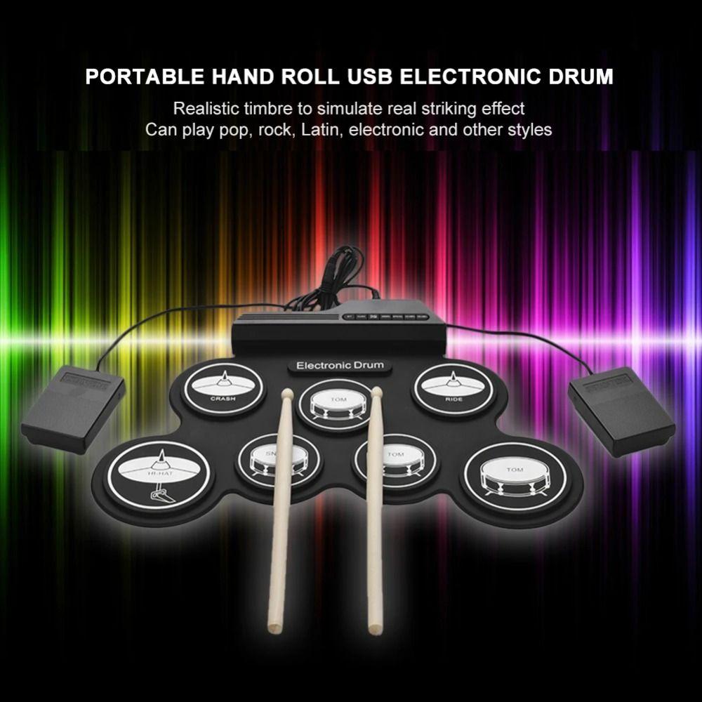 1 Box 7-Pads Electronic Drum Set USB Folding Music Drums for Beginner Boys Girls чорний
1 Box 7-Pads Electronic Drum Set USB Folding Music Drums for Beginner Boys Girls чорний