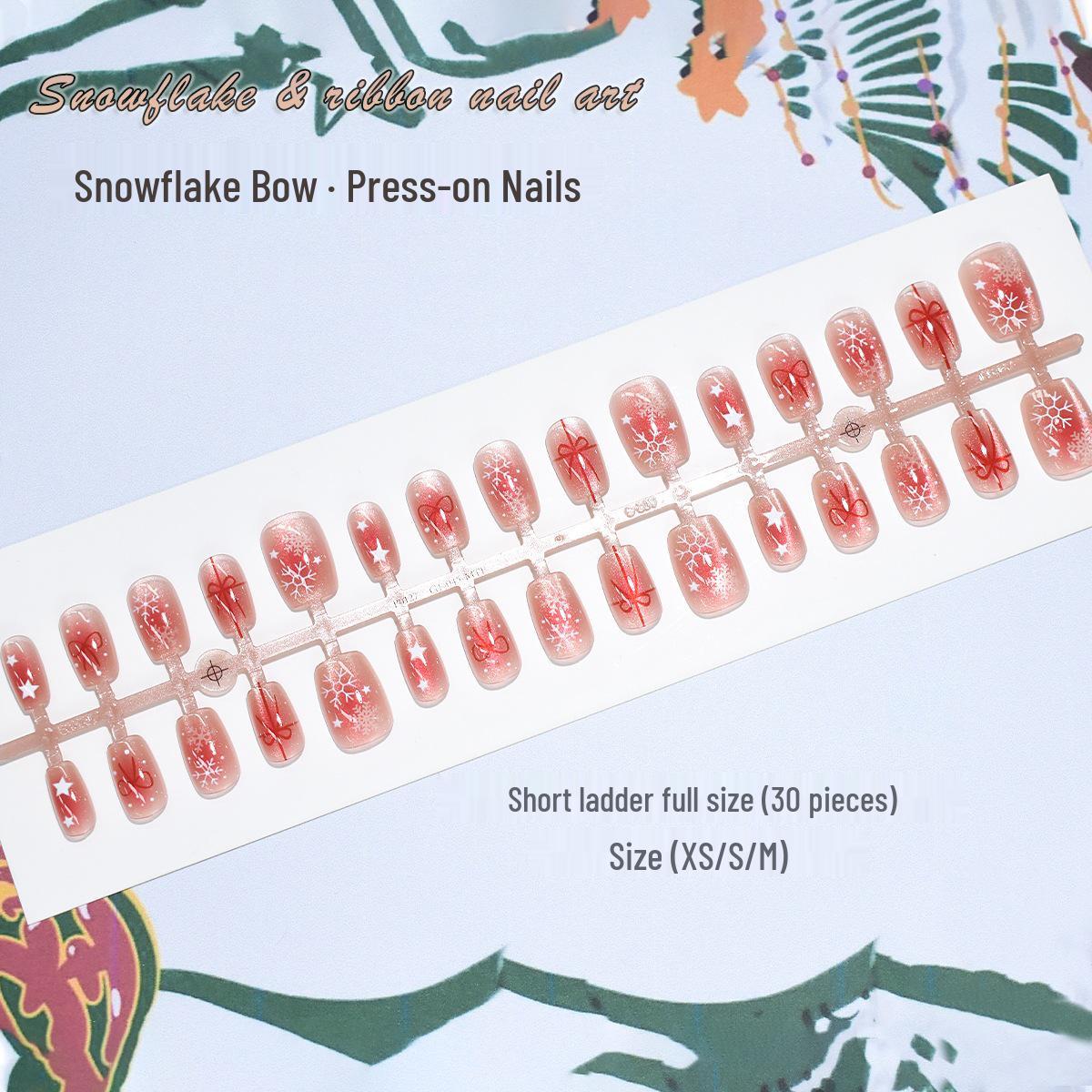P0127 - Festive Christmas Blush Cat Eye Nails: 30-Piece Snowflake & Bow Design for New Year
P0127 - Festive Christmas Blush Cat Eye Nails: 30-Piece Snowflake & Bow Design for New Year