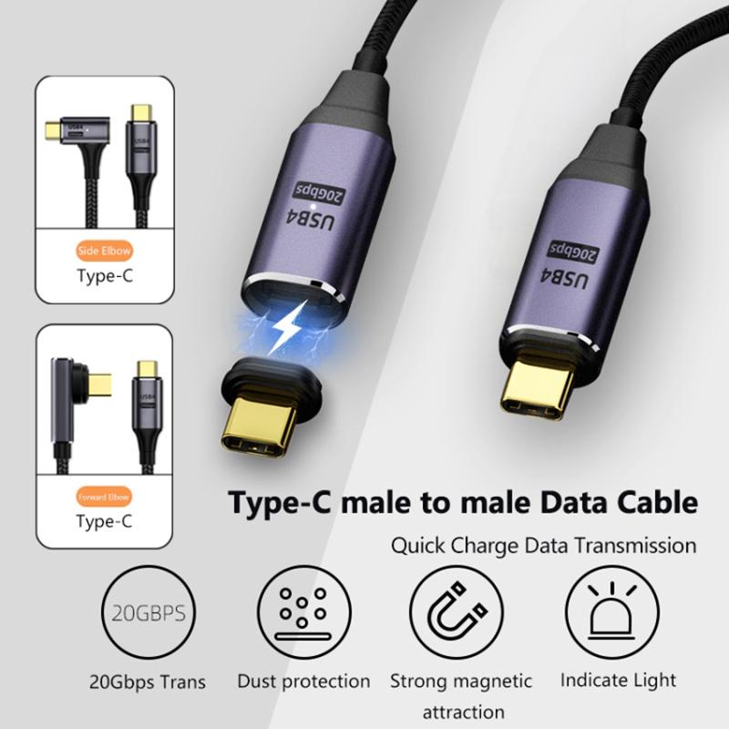 2m PD 100W 5A USB4.0 20Gbps Data Cable Support 8K/60hz Type-C to Type-C Side-Angled Magnetic Charging Cable As Shown A
2m PD 100W 5A USB4.0 20Gbps Data Cable Support 8K/60hz Type-C to Type-C Side-Angled Magnetic Charging Cable As Shown A