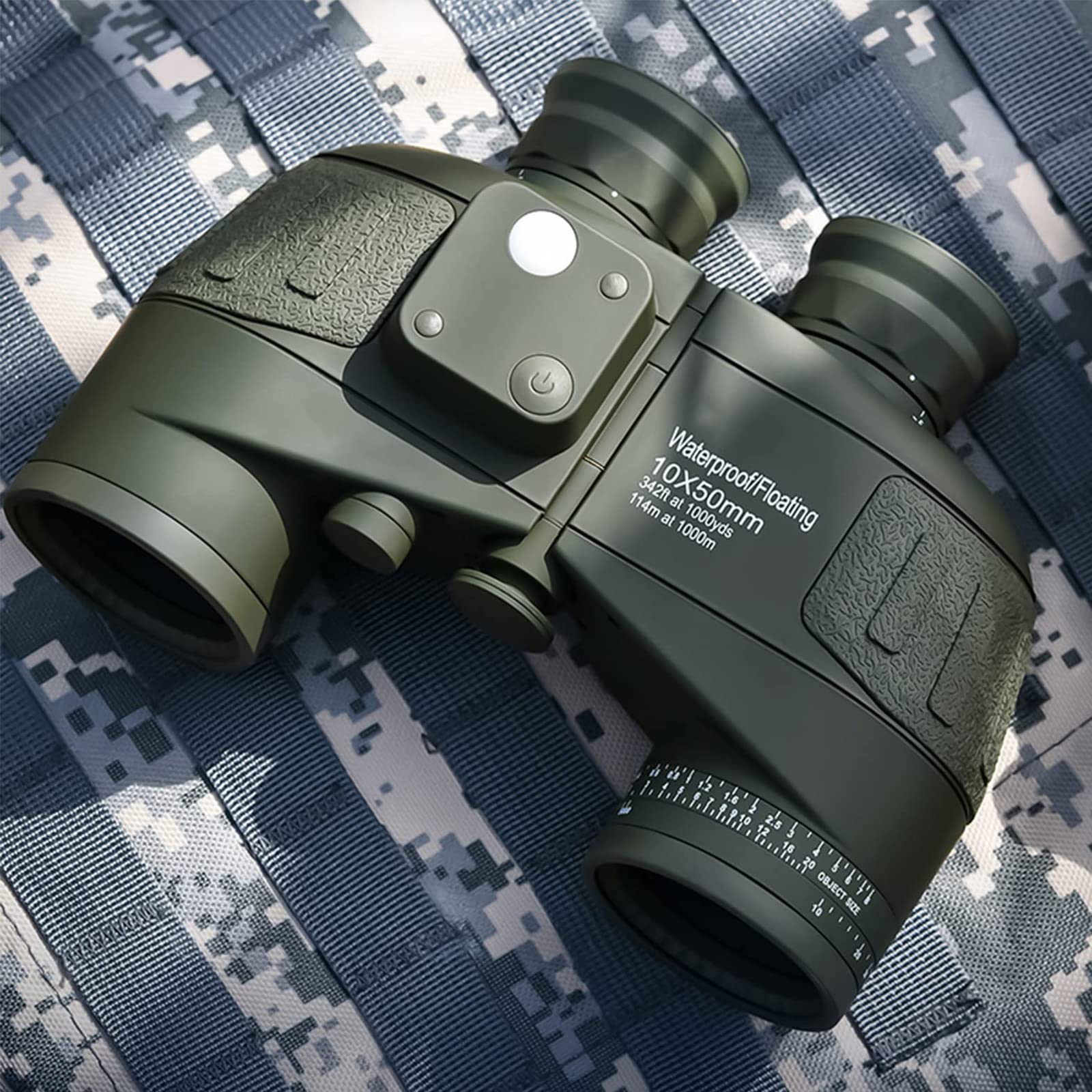 Бінокль FOCUHUNTER 10 x 50 Морський військовий телескоп, оснащений вимірювачем відстані Функція шкали Далекомір Компас з підсвічуванням поставляється з сумкою зелений
Бінокль FOCUHUNTER 10 x 50 Морський військовий телескоп, оснащений вимірювачем відстані Функція шкали Далекомір Компас з підсвічуванням поставляється з сумкою зелений