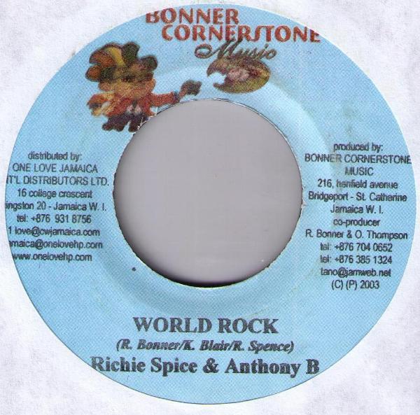 7inch Record RICHIE SPICE & ANTHONY B - World Rock NONE Bonner Cornerst 2003 Jamaica Reggae, Ska & Dub Used
7inch Record RICHIE SPICE & ANTHONY B - World Rock NONE Bonner Cornerst 2003 Jamaica Reggae, Ska & Dub Used