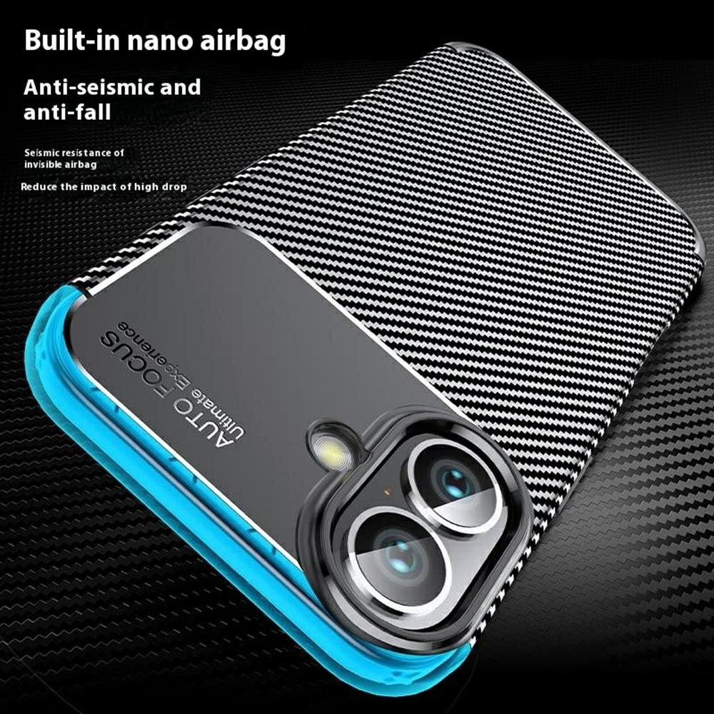 For iPhone 16 Plus Case Carbon Fiber Texture TPU Phone Cover Heat Dissipation Style A 
For iPhone 16 Plus Case Carbon Fiber Texture TPU Phone Cover Heat Dissipation Style A