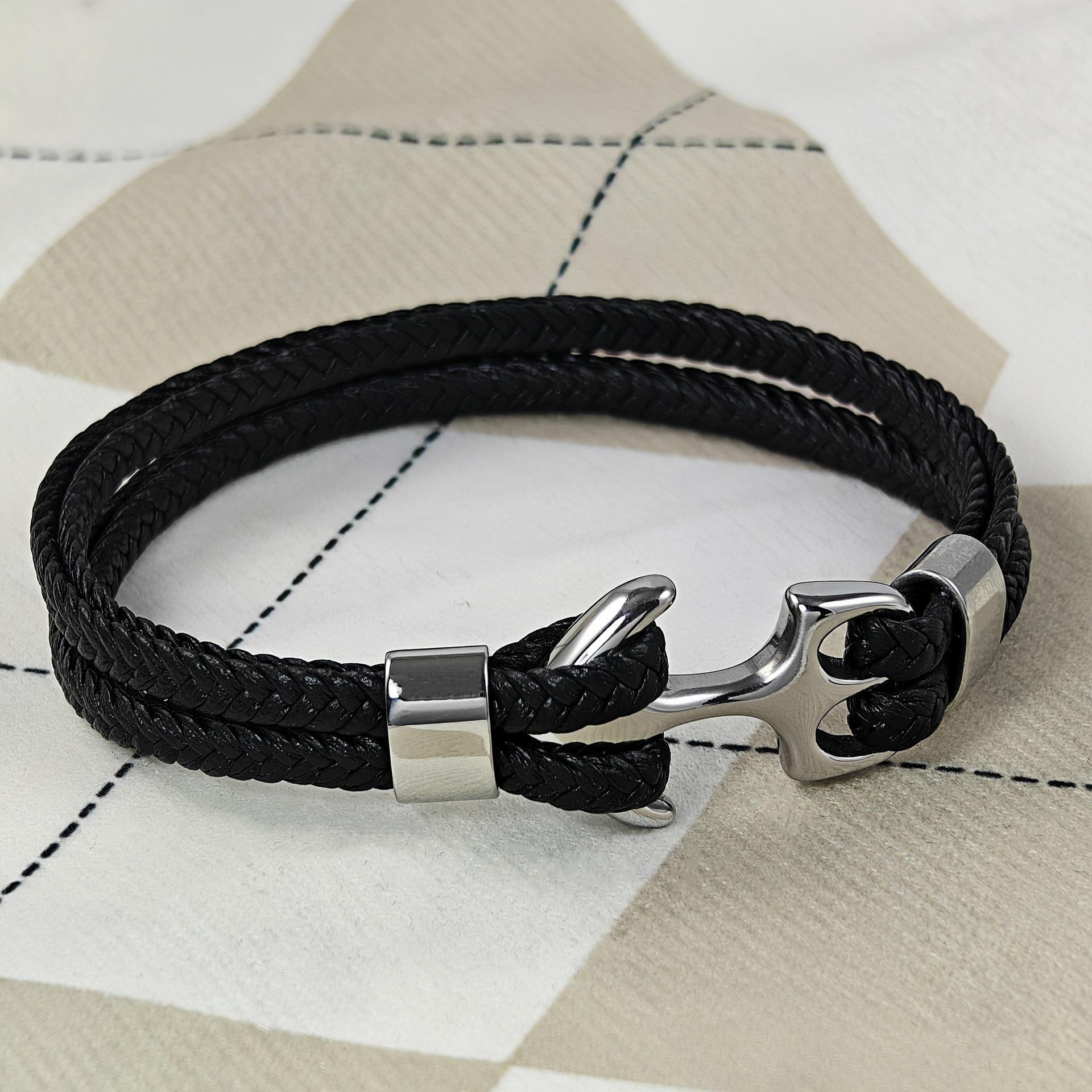 Men s European & American Stainless Steel Anchor Cowhide Leather Bracelet
Men s European & American Stainless Steel Anchor Cowhide Leather Bracelet