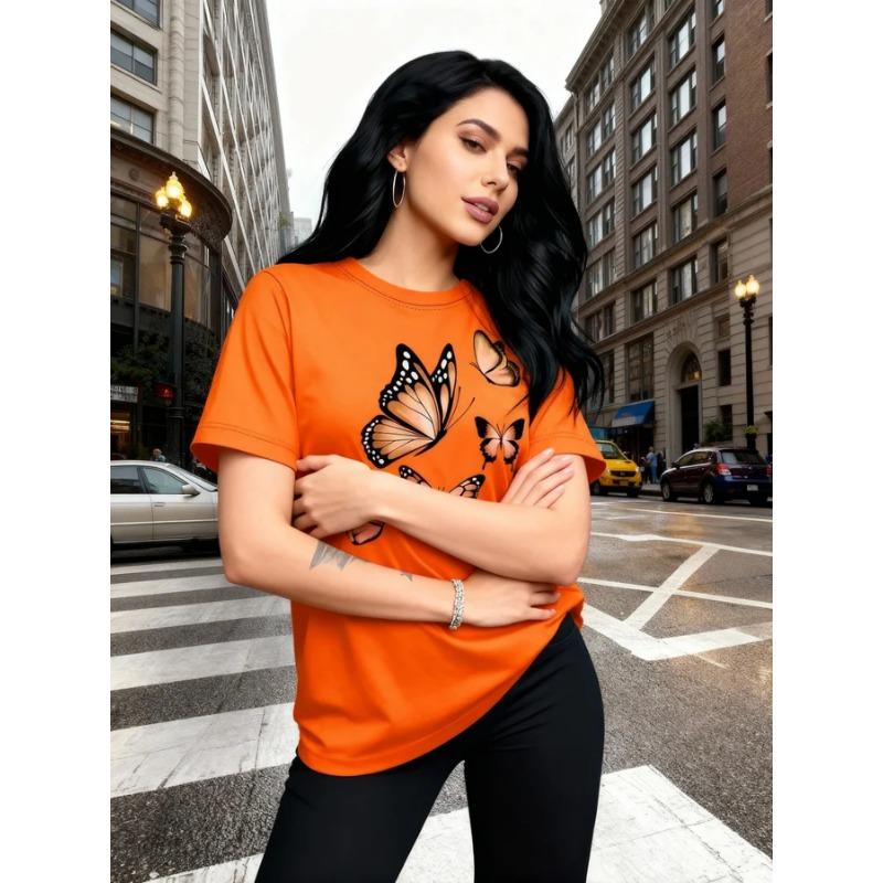 Fashionable butterfly printed T-shirt - short sleeved round neck, comfortable, breathable and soft, perfect choice for spring and summer XL
Fashionable butterfly printed T-shirt - short sleeved round neck, comfortable, breathable and soft, perfect choice for spring and summer XL
