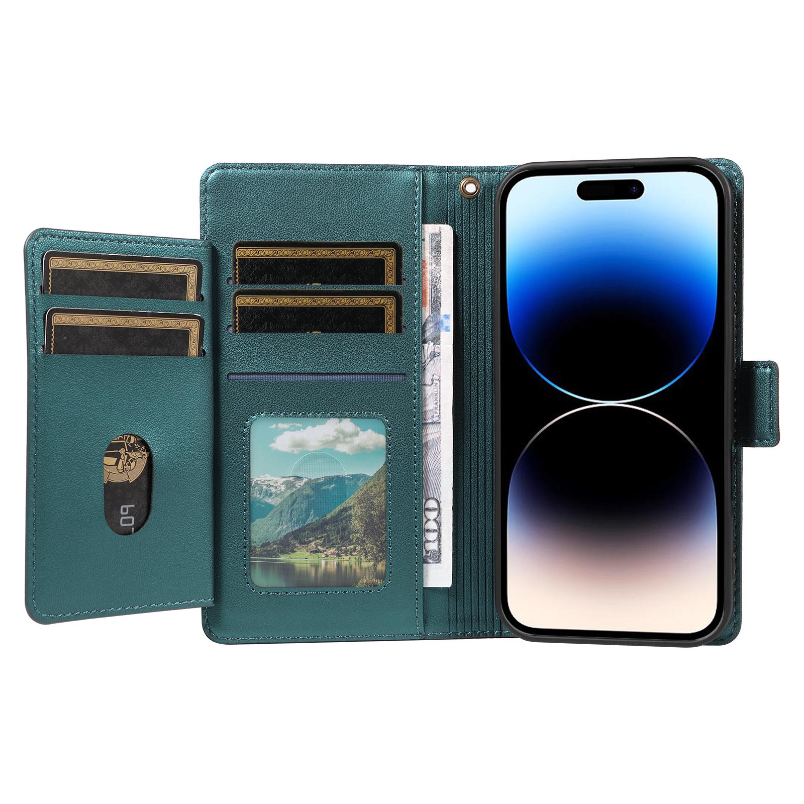 For iPhone 14 Pro Max Case with Multi-Card Holder and Strap PU Leather Phone Cover Stand Green
For iPhone 14 Pro Max Case with Multi-Card Holder and Strap PU Leather Phone Cover Stand Green