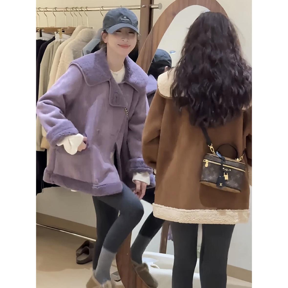 Women s 2024 Korean Style Short Lamb Wool Jacket - Warm Suede, Casual Winter Wear with Turn-Down Collar Medium
Women s 2024 Korean Style Short Lamb Wool Jacket - Warm Suede, Casual Winter Wear with Turn-Down Collar Medium