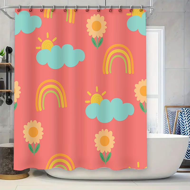 Pink Shower Curtain With Sunshine Clouds Rainbow Flowers Decorative Waterproof Bath Mat Room Home Decoration Printing Size: 180X W60H190(CM)-1 Pcs
Pink Shower Curtain With Sunshine Clouds Rainbow Flowers Decorative Waterproof Bath Mat Room Home Decoration Printing Size: 180X W60H190(CM)-1 Pcs