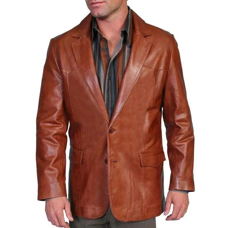 New Men Leather Blazer Brown Two-Button Handmade Genuine Lambskin Formal Office Wear Soft Fit S коричневый
New Men Leather Blazer Brown Two-Button Handmade Genuine Lambskin Formal Office Wear Soft Fit S коричневый