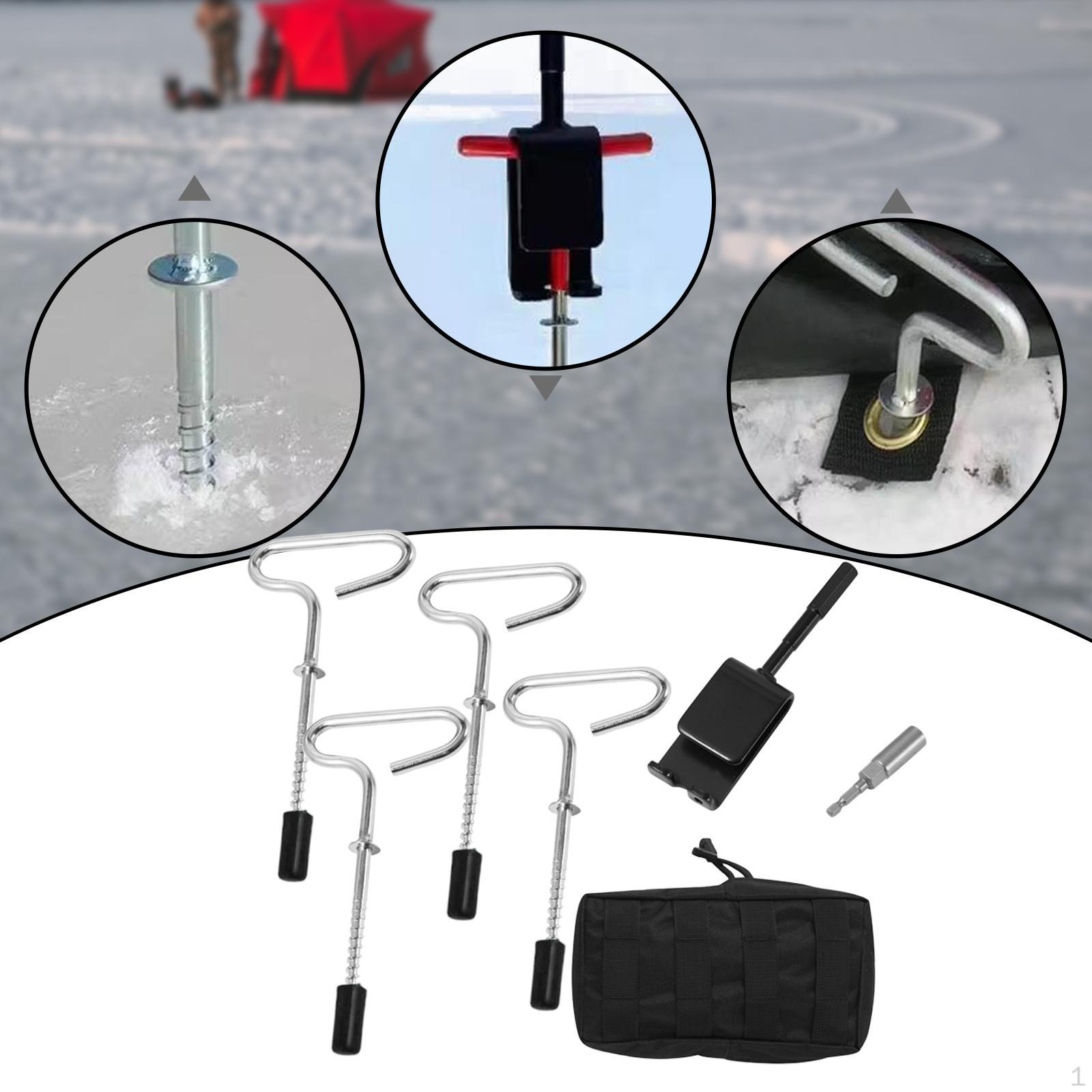 4 Ice Shelter Anchors, Heavy Duty Metal Tent Pegs, with Power Drill Adapter With bit converter
4 Ice Shelter Anchors, Heavy Duty Metal Tent Pegs, with Power Drill Adapter With bit converter