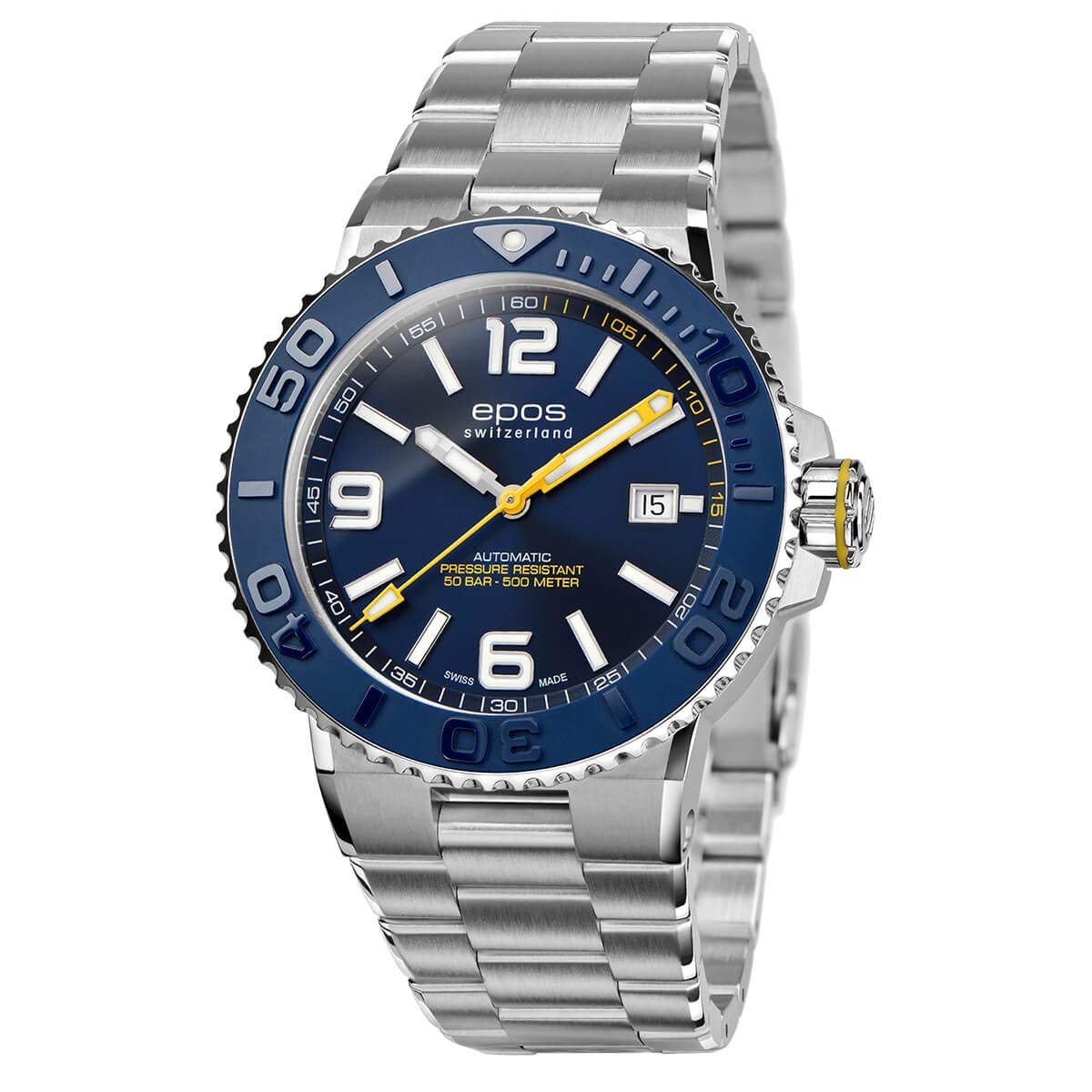 EPOS Men s Automatic Diver s Watch, 500m Water Resistant, Ceramic Bezel, Sporty Design, 3441ABLM, Silver
EPOS Men s Automatic Diver s Watch, 500m Water Resistant, Ceramic Bezel, Sporty Design, 3441ABLM, Silver