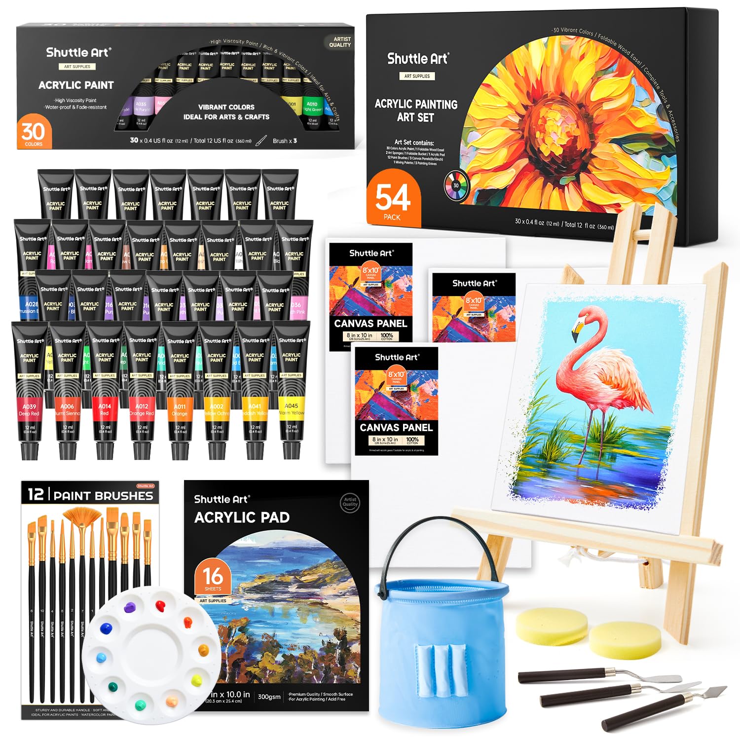 Shuttle Art Acrylic Paint Set of 54 30 Colors Paint Wooden Canvas Brush Washing Quick Water Easy to Coloring Art DIY Tall Suitable for School Gift
Shuttle Art Acrylic Paint Set of 54 30 Colors Paint Wooden Canvas Brush Washing Quick Water Easy to Coloring Art DIY Tall Suitable for School Gift