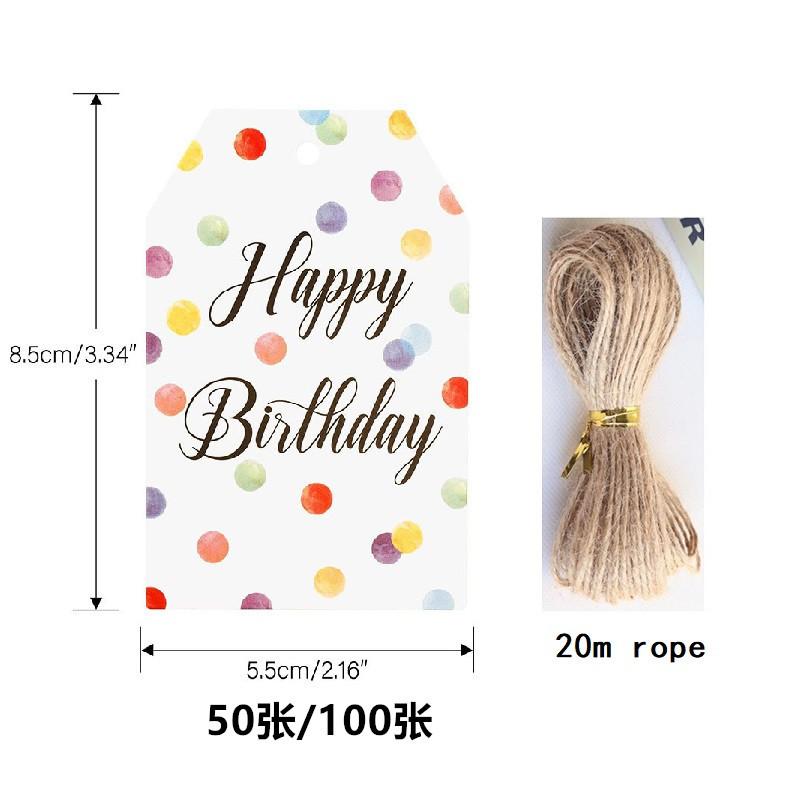 100 карточек, день рождения, свадьба, подарочная упаковка для вечеринки, подвесная карточка DIY карточка для сообщения, поздравительная открытка+веревка 20 метров Pack of 100