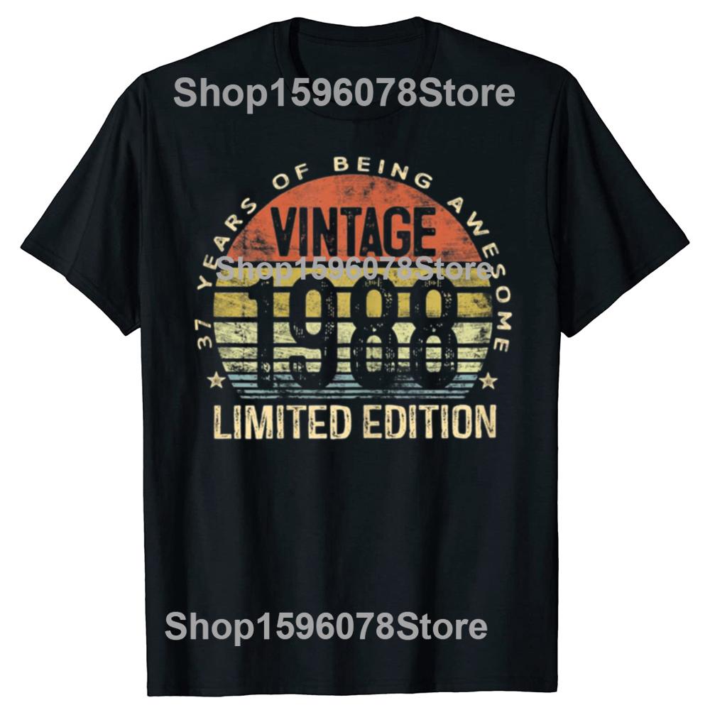 Vintage 1988 Limited Edition 37 Year Old T Shirts Graphic Cotton Streetwear Short Sleeve Birthday Gifts Tshirt Mens Clothing 4XL
Vintage 1988 Limited Edition 37 Year Old T Shirts Graphic Cotton Streetwear Short Sleeve Birthday Gifts Tshirt Mens Clothing 4XL
