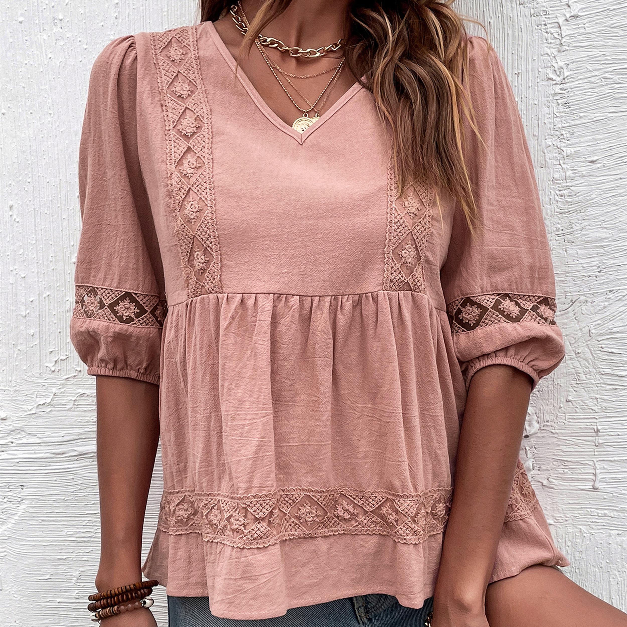 Женские модные повседневные блузки и рубашки с коротким рукавом и v-образным вырезом XL розовый
Женские модные повседневные блузки и рубашки с коротким рукавом и v-образным вырезом XL розовый