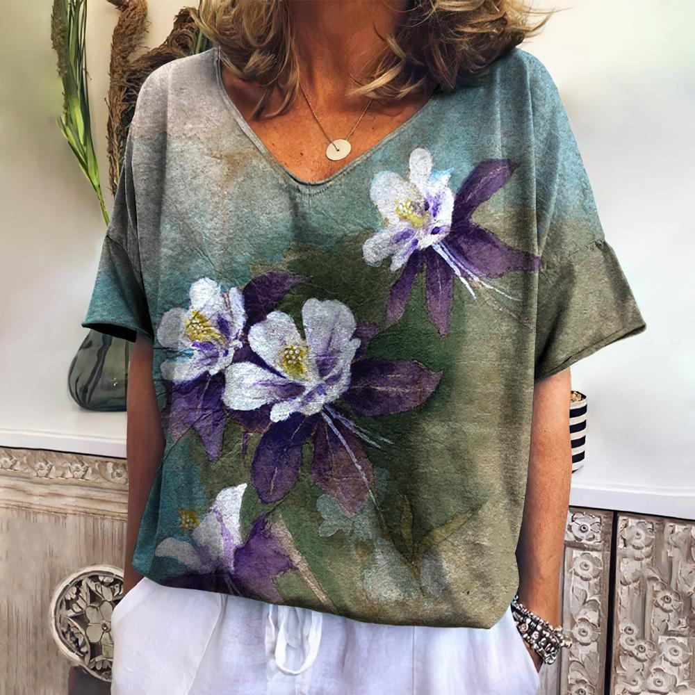Women s V-neck Short-sleeved T-shirt, 3d Floral Printed Top, Casual and Fashionable T-shirt Retro Women s Wear S
Women s V-neck Short-sleeved T-shirt, 3d Floral Printed Top, Casual and Fashionable T-shirt Retro Women s Wear S