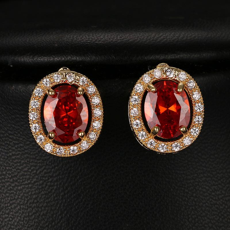 Oval Micro-Paved Zircon Ruby Earrings: High-End European and American Style Pigeon Egg Diamond Earrings for Women.
Oval Micro-Paved Zircon Ruby Earrings: High-End European and American Style Pigeon Egg Diamond Earrings for Women.