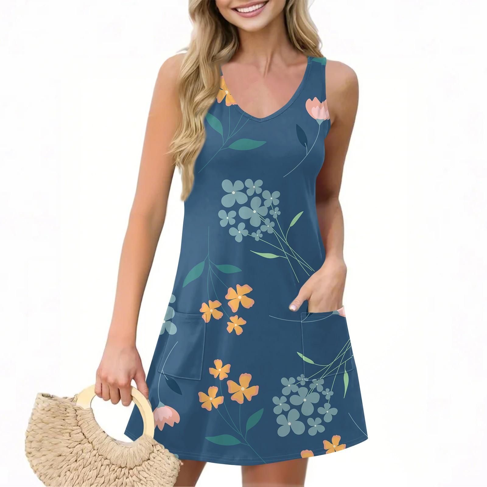 Women s Casual Summer Vest Dress With Pockets Floral Print V Neck Sleeveless Dress M Кіновар
Women s Casual Summer Vest Dress With Pockets Floral Print V Neck Sleeveless Dress M Кіновар