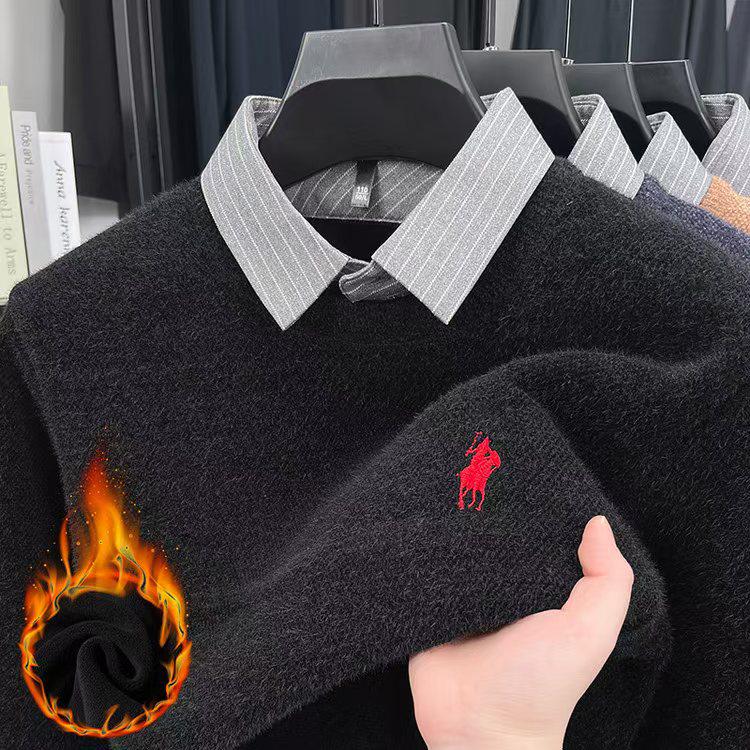 Autumn/Winter Faux Two-Piece Sable Sweater for Middle-Aged Men - Embroidered Versatile Plus Velvet Knit Base Layer XXXL
Autumn/Winter Faux Two-Piece Sable Sweater for Middle-Aged Men - Embroidered Versatile Plus Velvet Knit Base Layer XXXL