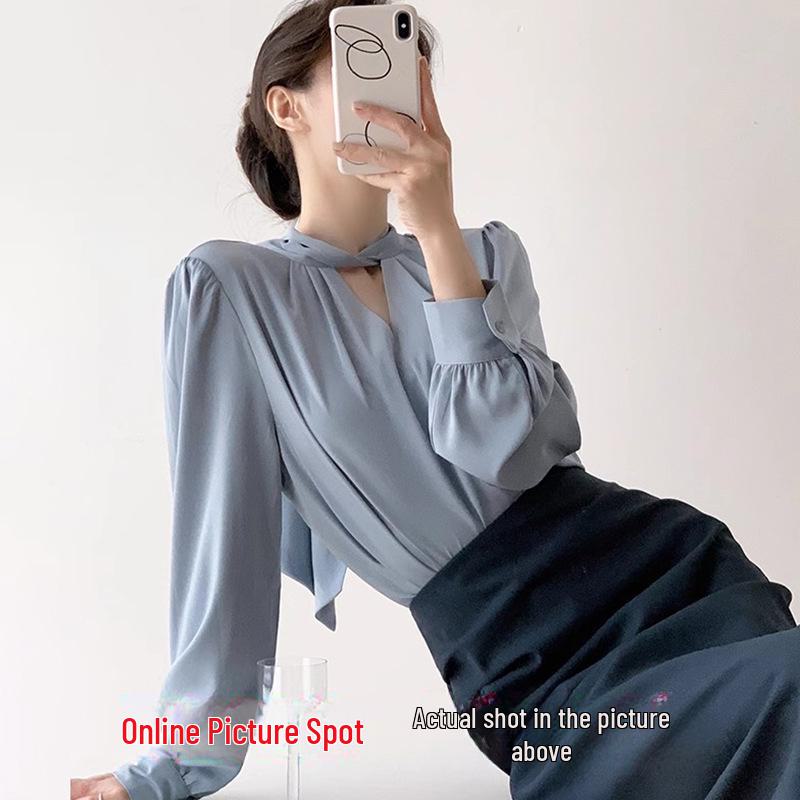 Haze Blue Satin Hollow Collar Women s Shirt - 2025 Spring High-End Professional Commuter Style Medium
Haze Blue Satin Hollow Collar Women s Shirt - 2025 Spring High-End Professional Commuter Style Medium
