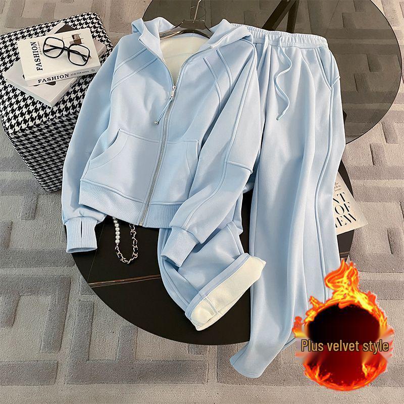 Women s Blue Hooded Sweatshirt & Wide-Leg Pants Set: Velvet-Lined, Casual, for Autumn/Winter. 2X Large синий
Women s Blue Hooded Sweatshirt & Wide-Leg Pants Set: Velvet-Lined, Casual, for Autumn/Winter. 2X Large синий