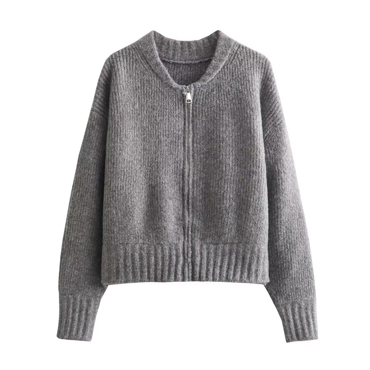 Autumn Women s Knit Bomber Jacket with Zipper - European & American Style Fashion Large сірий колір
Autumn Women s Knit Bomber Jacket with Zipper - European & American Style Fashion Large сірий колір