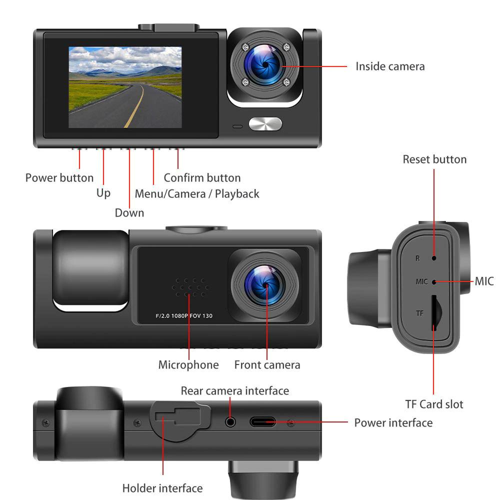 1080P Car Dash Cam Front/Rear/Inside Video Recorder Camera with G-Sensor & WIFI
1080P Car Dash Cam Front/Rear/Inside Video Recorder Camera with G-Sensor & WIFI