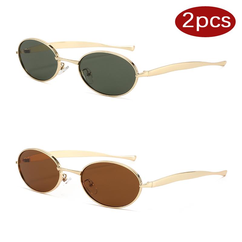 2pcs Fashion Small Oval Metal Women Sunglasses Retro Punk Style Multi Color Lens Shades UV400 European and American Sun Glasses
2pcs Fashion Small Oval Metal Women Sunglasses Retro Punk Style Multi Color Lens Shades UV400 European and American Sun Glasses