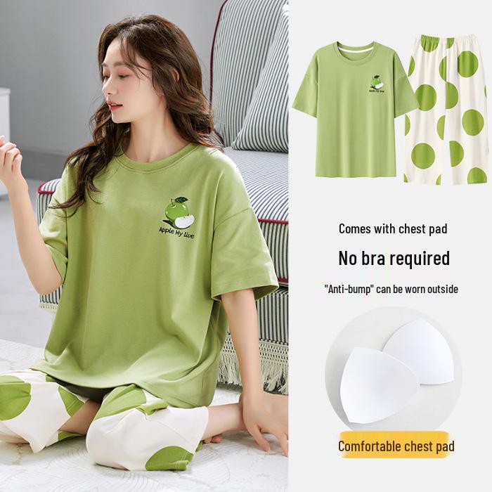 Women s Stretchy Summer Pajamas with Built-in Bra, Short Sleeve Top & Three-Quarter Pants, Round Neck, Pullover, Thin 2-Piece Set for Outdoor Wear. XXL
Women s Stretchy Summer Pajamas with Built-in Bra, Short Sleeve Top & Three-Quarter Pants, Round Neck, Pullover, Thin 2-Piece Set for Outdoor Wear. XXL