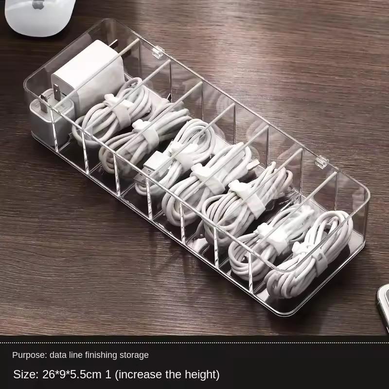Transparent Plastic Data Cable Storage Box Household Mobile Phone Charger Cord Organizer Divided Grid Finish Box
Transparent Plastic Data Cable Storage Box Household Mobile Phone Charger Cord Organizer Divided Grid Finish Box