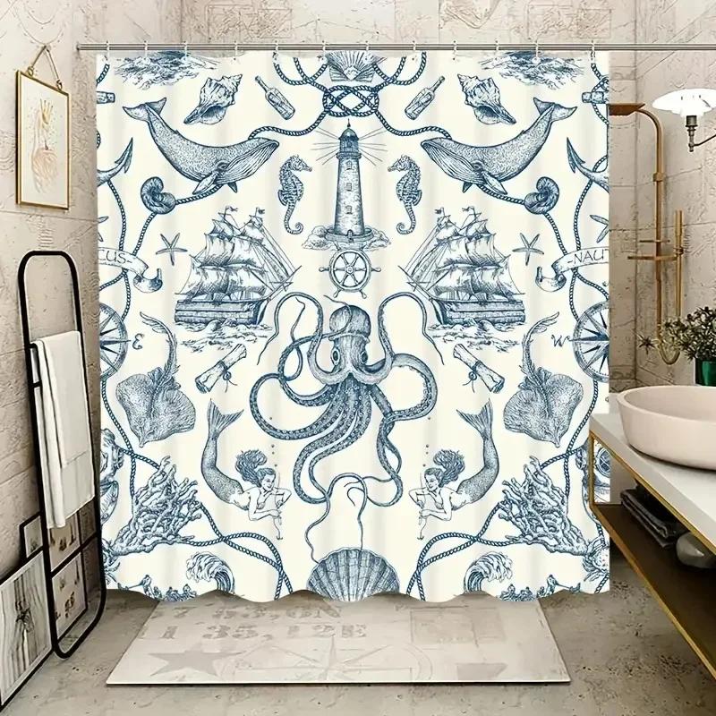 Nautical Octopus Shower Curtain: Coastal Decor For Bathroom, Ocean Vibes, Vintage Charm, Adventure Style, And Sea Dreams W60H190(CM)-1 Pcs
Nautical Octopus Shower Curtain: Coastal Decor For Bathroom, Ocean Vibes, Vintage Charm, Adventure Style, And Sea Dreams W60H190(CM)-1 Pcs