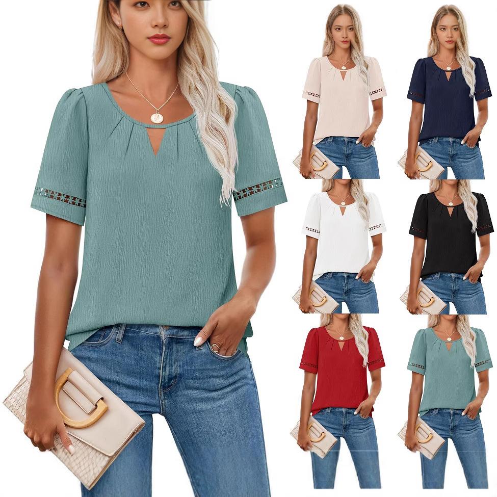 Round Neck Lace Up Short Sleeve Solid Color Hollow Women s T-shirt Street Versatile Elegant Commuter Summer Top XXL білий
Round Neck Lace Up Short Sleeve Solid Color Hollow Women s T-shirt Street Versatile Elegant Commuter Summer Top XXL білий