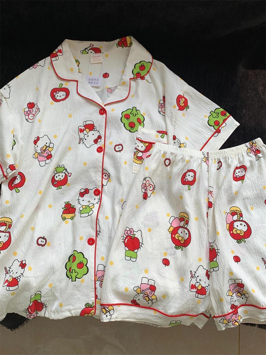 ins wind red apple hello kitty cat pajamas women s summer short-sleeved shorts red edge suit girl casual loungewear S
ins wind red apple hello kitty cat pajamas women s summer short-sleeved shorts red edge suit girl casual loungewear S