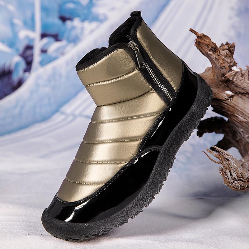 Модная мужская обувь 2024 Новые водонепроницаемые зимние ботинки Мужская обувь для улицы Теплые хлопковые ботинки Зимняя обувь на кашемире Мужская обувь Большого размера 46 золотистый