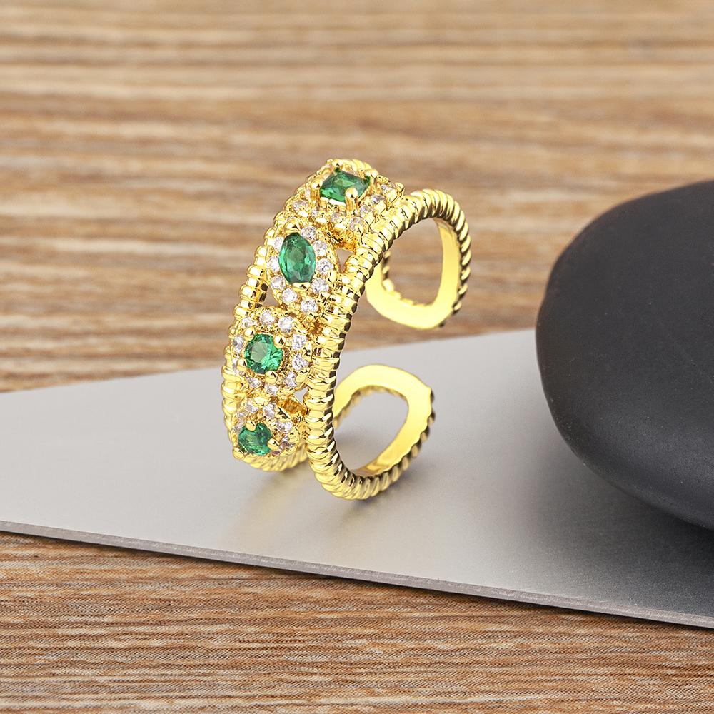Nidin Light Luxury Trendy 4 Colors Crystal Zircon Double Layer Open Rings Adjustable Women Men Anniversary Party Finger Jewelry resizable зелений
Nidin Light Luxury Trendy 4 Colors Crystal Zircon Double Layer Open Rings Adjustable Women Men Anniversary Party Finger Jewelry resizable зелений