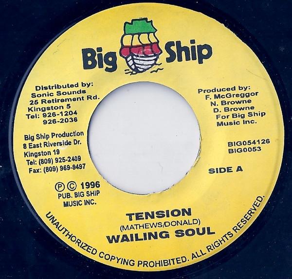 7inch Record WAILING SOULS - Tension BIG054126 BIG SHIP 1996 Jamaica Reggae, Ska & Dub Used
7inch Record WAILING SOULS - Tension BIG054126 BIG SHIP 1996 Jamaica Reggae, Ska & Dub Used