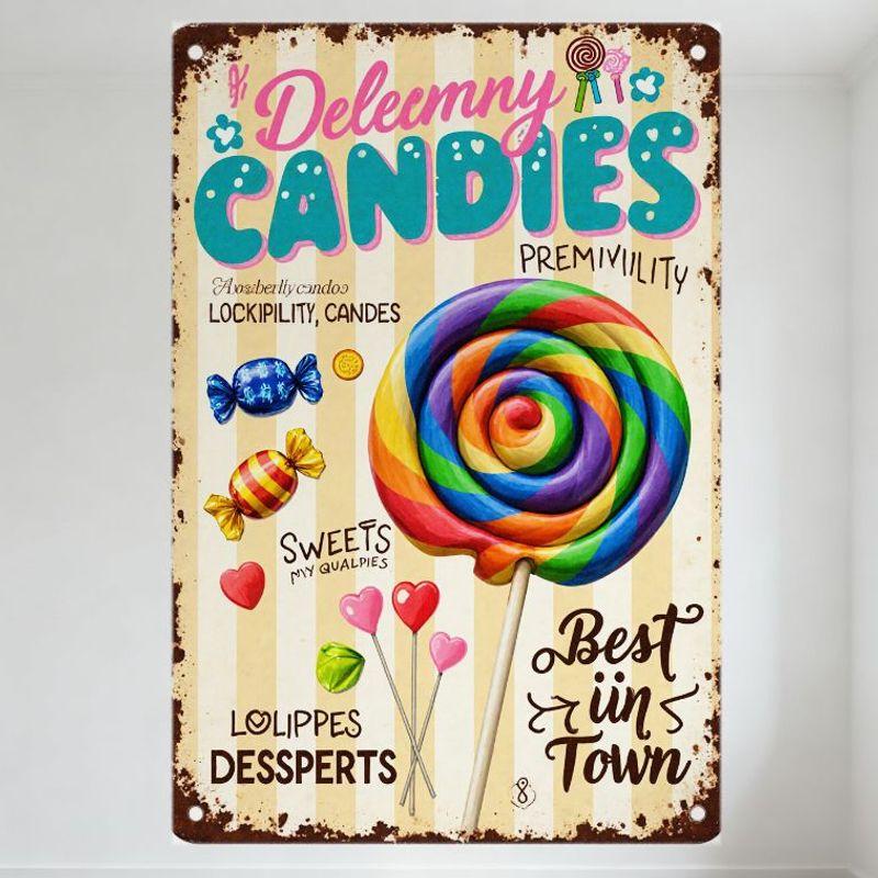 Vintage Delemme Candies Premium Tin Sign, Whimsical Lollipops Desserts Metal Plaque, Beige Background Striped Rustic Wall Decor 20x30cm(7.8x11.8inch)
Vintage Delemme Candies Premium Tin Sign, Whimsical Lollipops Desserts Metal Plaque, Beige Background Striped Rustic Wall Decor 20x30cm(7.8x11.8inch)