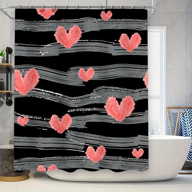 Modern Watercolor Love Heart Black Shower Curtain For Bathroom Decor Pink Hearts Stripes Design By Taurusduan W60H190(CM)-1 Pcs
Modern Watercolor Love Heart Black Shower Curtain For Bathroom Decor Pink Hearts Stripes Design By Taurusduan W60H190(CM)-1 Pcs