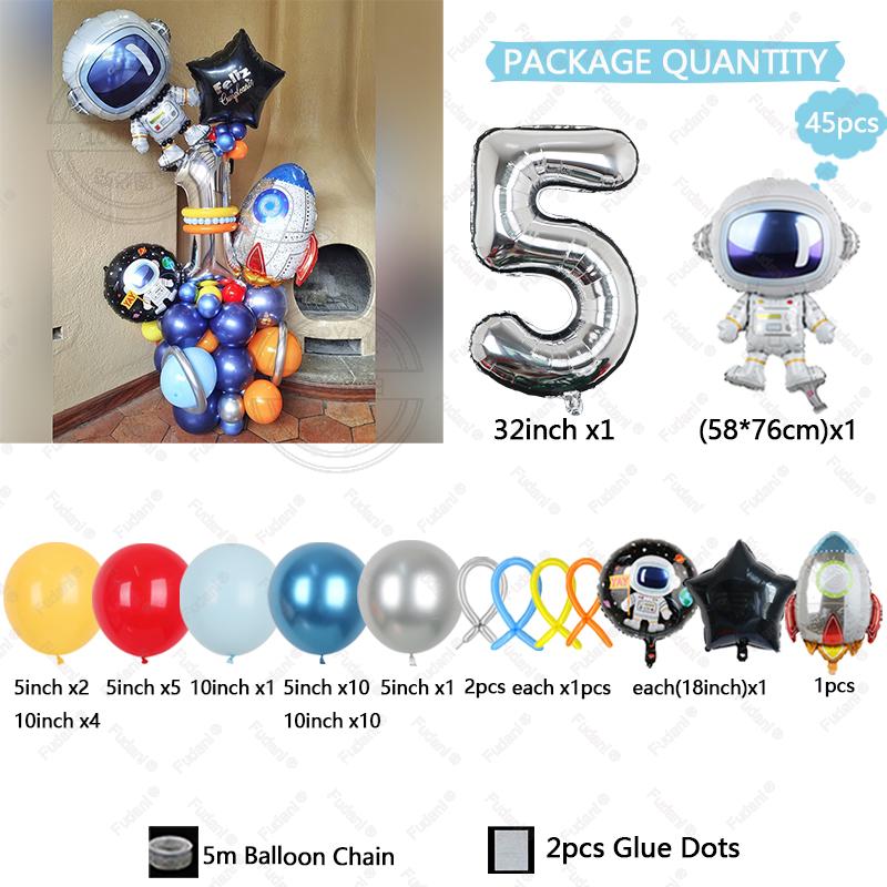 45Pcs Outer Space Astronaut Rocket Balloons Set Spacecraft Galaxy Planet Themed Birthday Decorations Balloons Column for Boys 32inch
45Pcs Outer Space Astronaut Rocket Balloons Set Spacecraft Galaxy Planet Themed Birthday Decorations Balloons Column for Boys 32inch