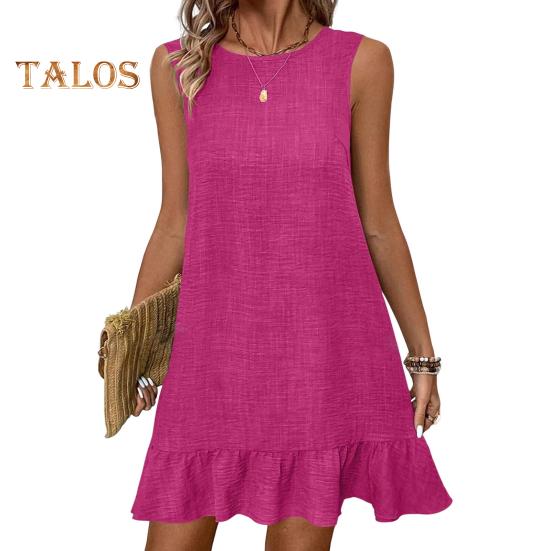 Летний сарафан с оборками и подолом, свободный, без рукавов, с круглым вырезом, однотонное мини-платье А-силуэта для пляжных свиданий и отпуска XL розы красного
Летний сарафан с оборками и подолом, свободный, без рукавов, с круглым вырезом, однотонное мини-платье А-силуэта для пляжных свиданий и отпуска XL розы красного